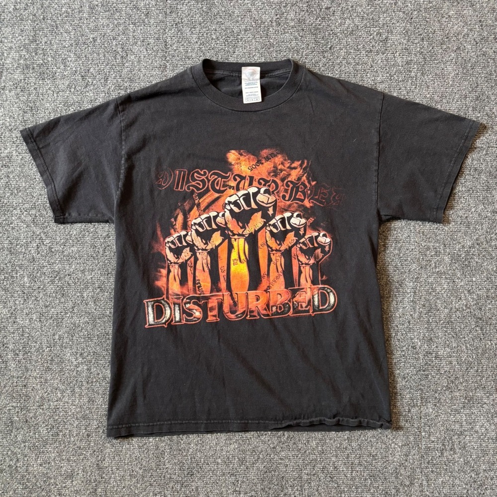 Vintage 2005 Disturbed Ten Thousand Fists Tour T-Shirt Black Delta Tag Medium